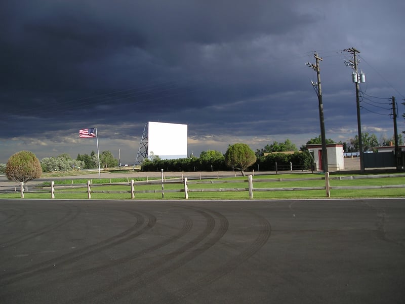 A storm passes the Star Drive-In.