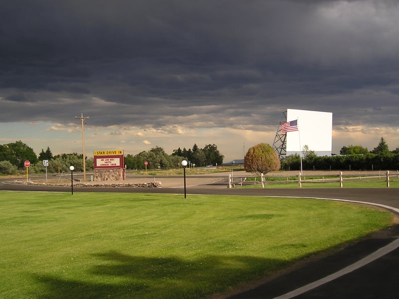 A storm passes the Star Drive-In.  It was exciting to watch