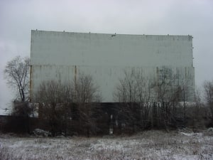 The screen on a rare snowy day in March 2002.