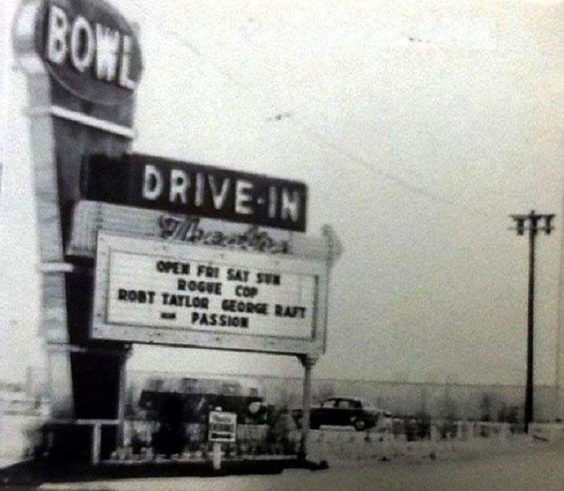 Bowl Drive-In sign 1954