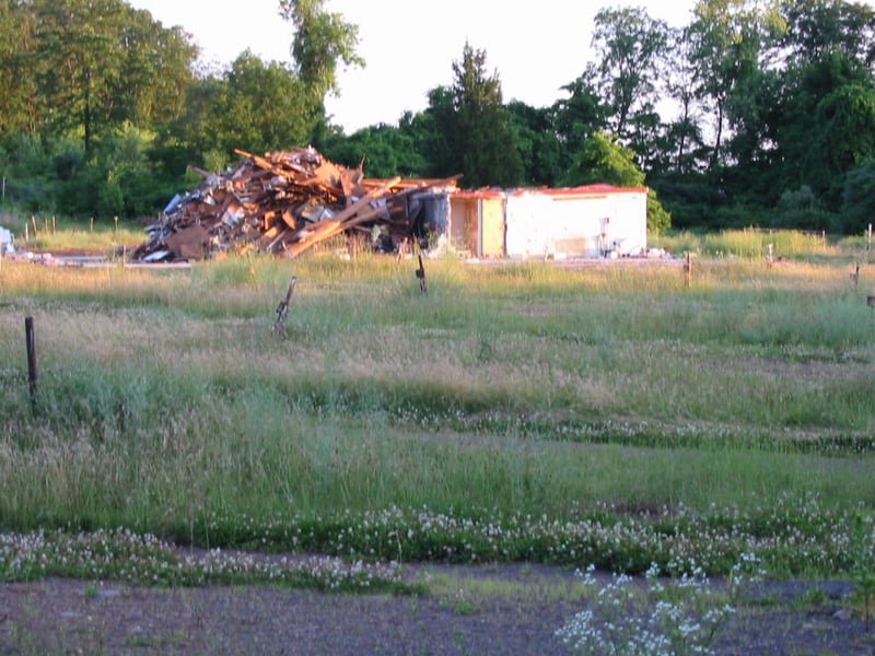 What's left of the concession stand, but not for long.