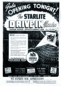 Starlite Drive-in Stamford, Conn. grand opening ad dated April 11, 1951.