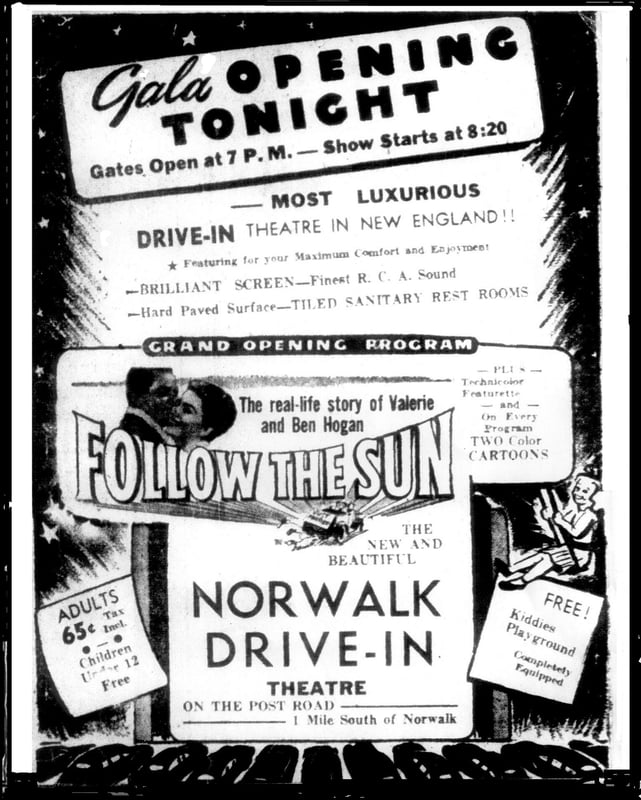 Grand opening ad for the Norwalk Outdoor Theater, dated May 24, 1951