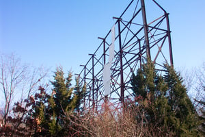 close up view of what's left of the screen tower.