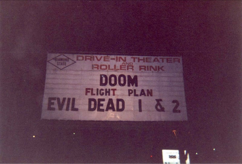 Diamond State Drive-in Marquee Late October 2005 great double feature of Evil Dead 1&2