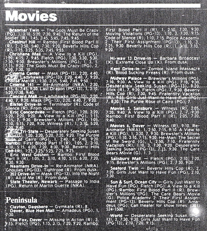june 6 1985 movie times