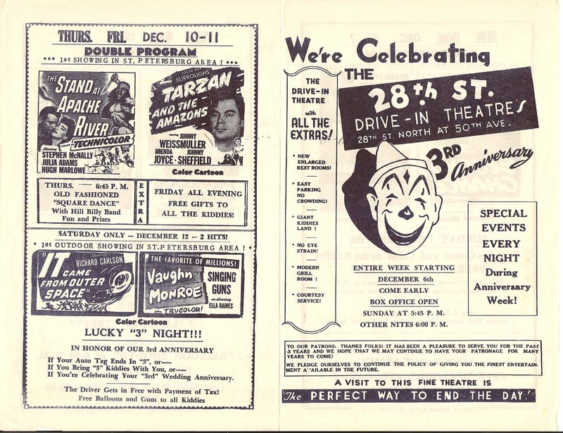 1953 3rd Anniversary Flyer for the 28th Street Drive-In