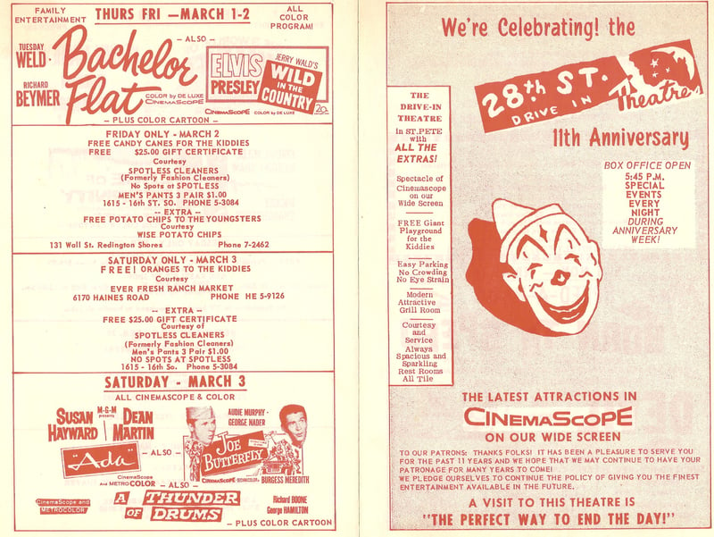 1961 11th Anniversary Flyer for the 28th Street Drive-In