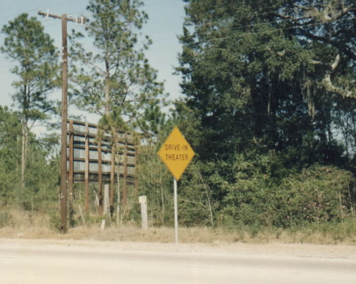 Roadsign advising one of the Drive-In.