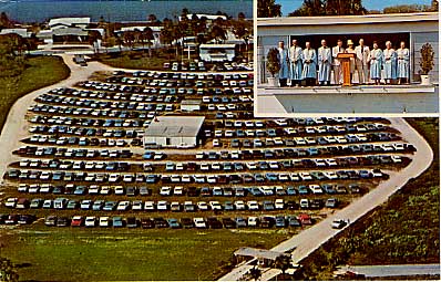 vintage 1960's(?) photo of drive-in used for church services