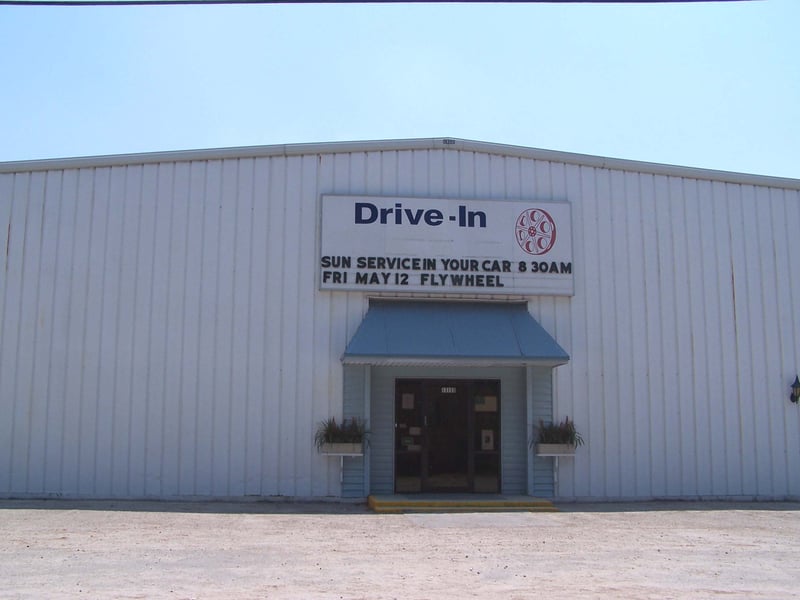 Sign advertising drive-in church services