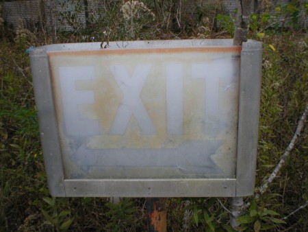 Closer look at EXIT sign.