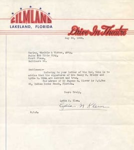 Letterhead from Lakeland D.I. 1956