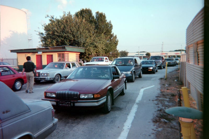 Cars lined up at the box office more than an hour before showtime