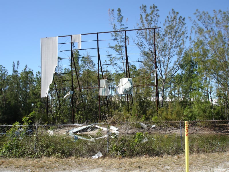 This is what happened when Hurricane Wilma met Screen 2 at the Naples Twin. Owner Jack Hegarty tells me that he will close for good on or about April of this year.