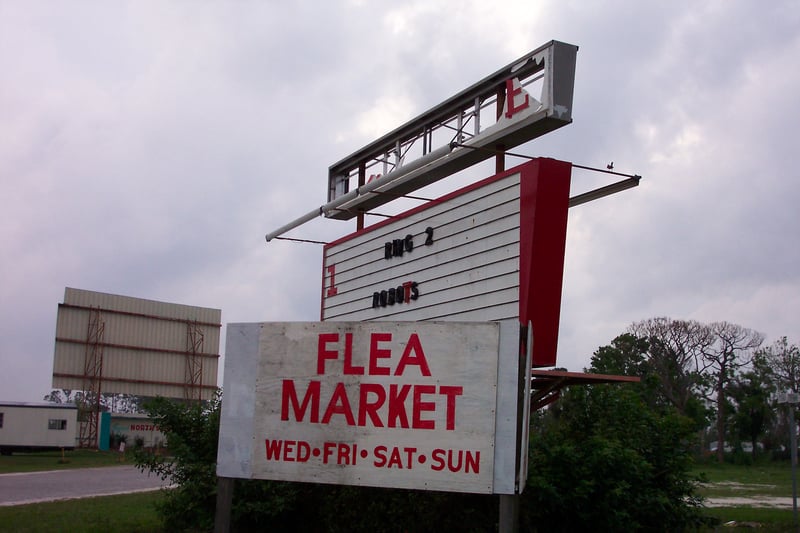 Marquee and flea market sign.