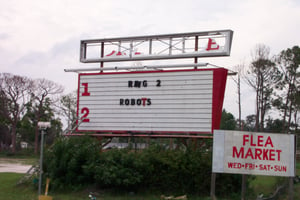 Storm damaged marquee.