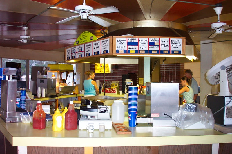 Interior of snack bar.