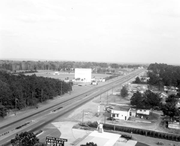 looking east along Apalachee Parkway at the drive-in