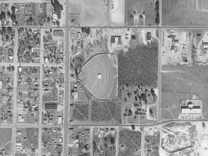 Aerial of Ranch Drive-In, Pensacola at corner of Fairfield Drive and Pace Blvd.