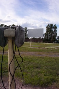 Speaker post and screen.