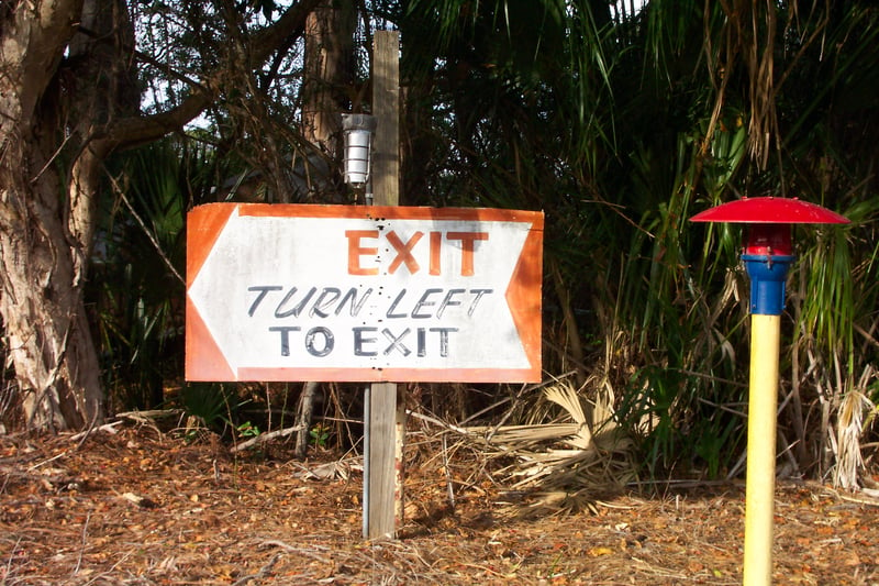 Exit sign and light fixture.