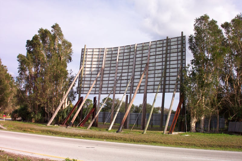 Street-side view of screen tower.