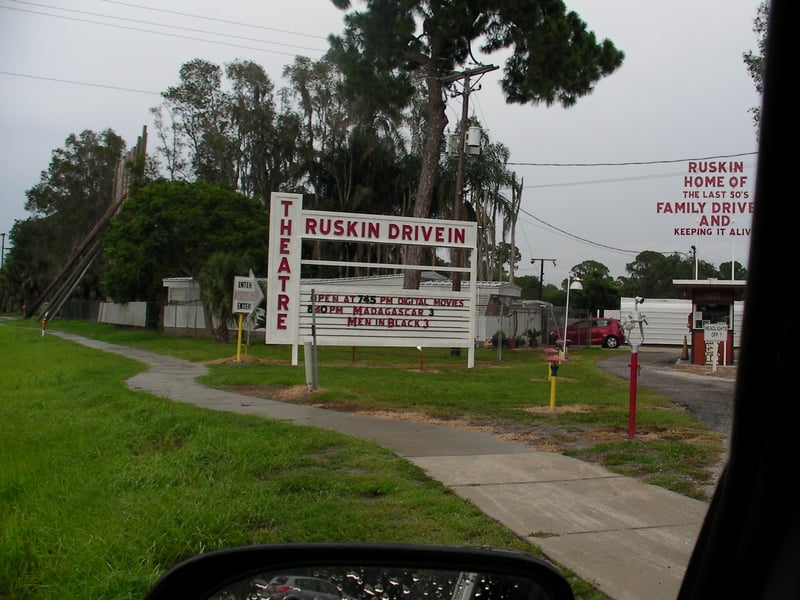 Main entrance.  Note, the drive-in does now sell t-shirts.