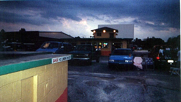 concessions and projection building, and screen #2; taken in June, 1999