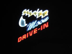 THE SILVER MOON DRIVE-IN NEON ON THE BACK OF THE SCREEN AS YOU ENTER.  ALL THE NEON LIGHTS WERE IN THIS GREAT CONDITION. VERY RETRO.