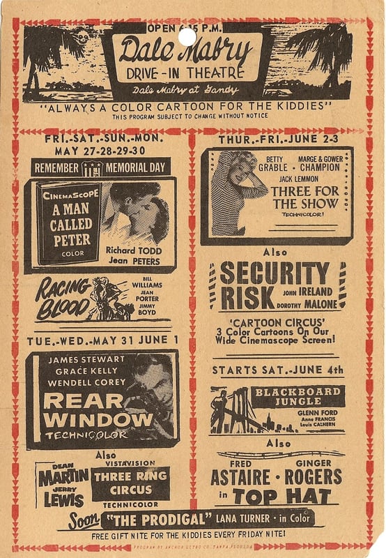 Dale Mabry Drive-in Theatre Handbill 1955