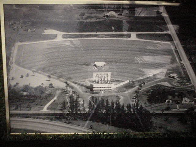 Tropicaire Drive-in Miami Florida. This picture was taken in 1949 when the place was new. i did not take this picture. U r looking at the back part of the screen. U can also c the projection booth.