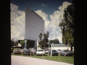 Tropicare Drive-in Miami Florida. The face of the screen from a side view.