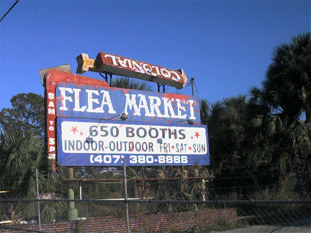 Roadside marquee. Was covered up and changed for the flea market.