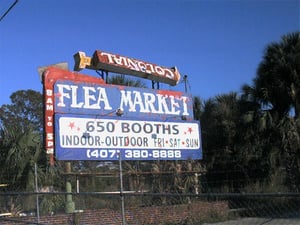 Roadside marquee. Was covered up and changed for the flea market.