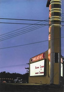 Marquee painting by Davis Cone from the book Popcorn Palaces by Michael D. Kinerk and Dennis W. Wilhelm.