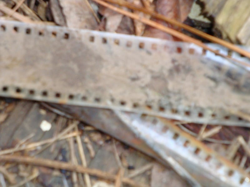 A scrap of film laying on the floor of the projection booth