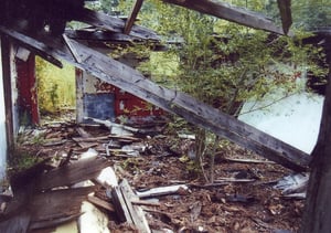 Interior of the snack bar. The projection booth is at left