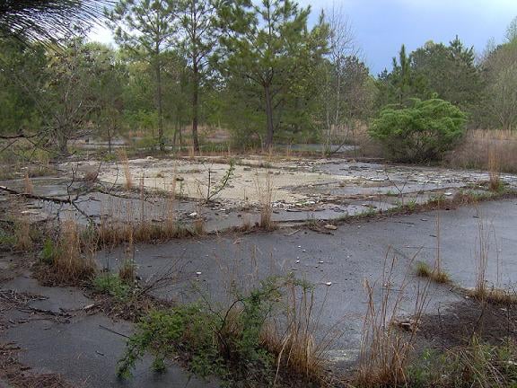 The concession stand has been razed.  Here is where it once stood.