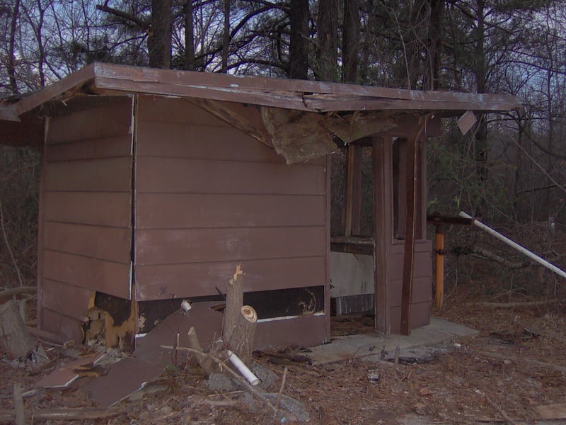 The ticket booth, or rather, whats left of it.