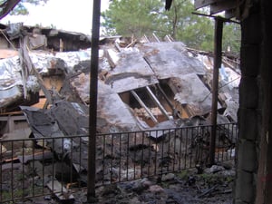 This photo is of the inside of the concession stand/projector house.