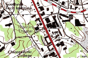 Topographical map of the Georgia Drive-in