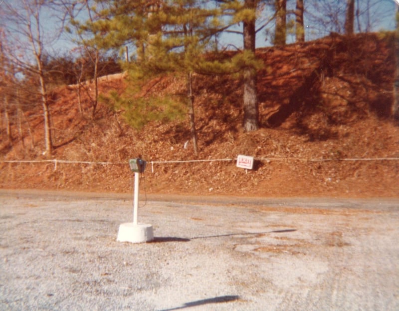 An exit sign at the Glenwood Drive-In from 1978.