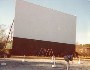 The screen and playground at the Glenwood Drive-In from 1978.