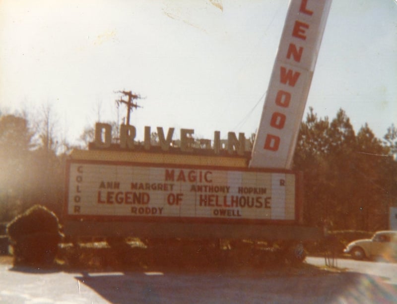 The marquee at the Glenwood Drive-In from 1978.