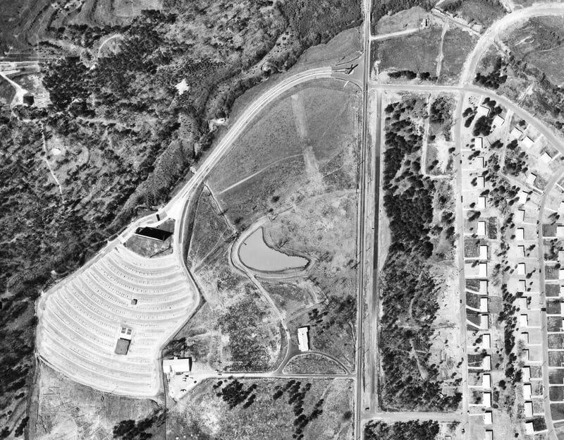 Aerial view of the Glenwood Drive-In from 1957. Photo from the Georgia Department Of Transportation.