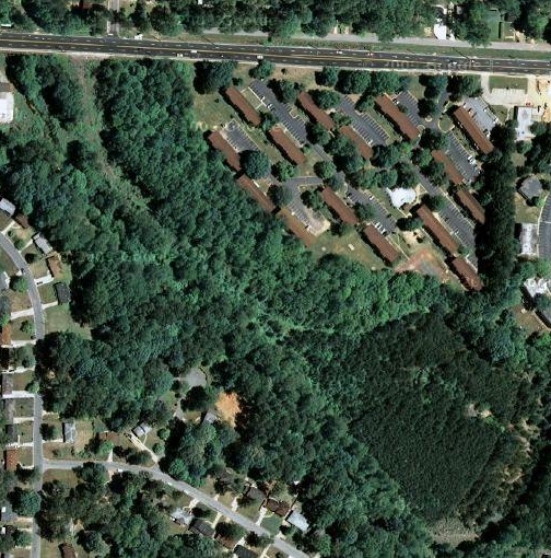 Almost unrecognizableNot an apartment complex, but reclaimed by nature