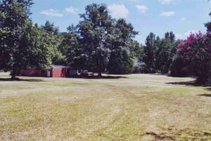 The brick building on the left is the concession building