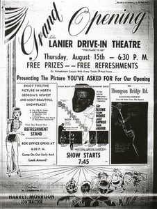 Grand opening ad for Lake Lanier Drive-In from August of 1957.