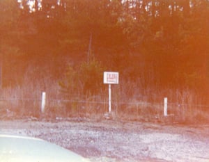 An exit sign at the Lake Lanier Drive-In. Photo from the late 70's.